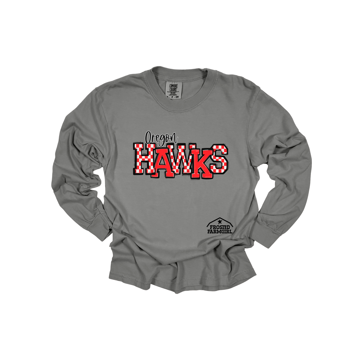 ADULT Oregon Hawks Checkered Graphic | School Spirit Wear Collection