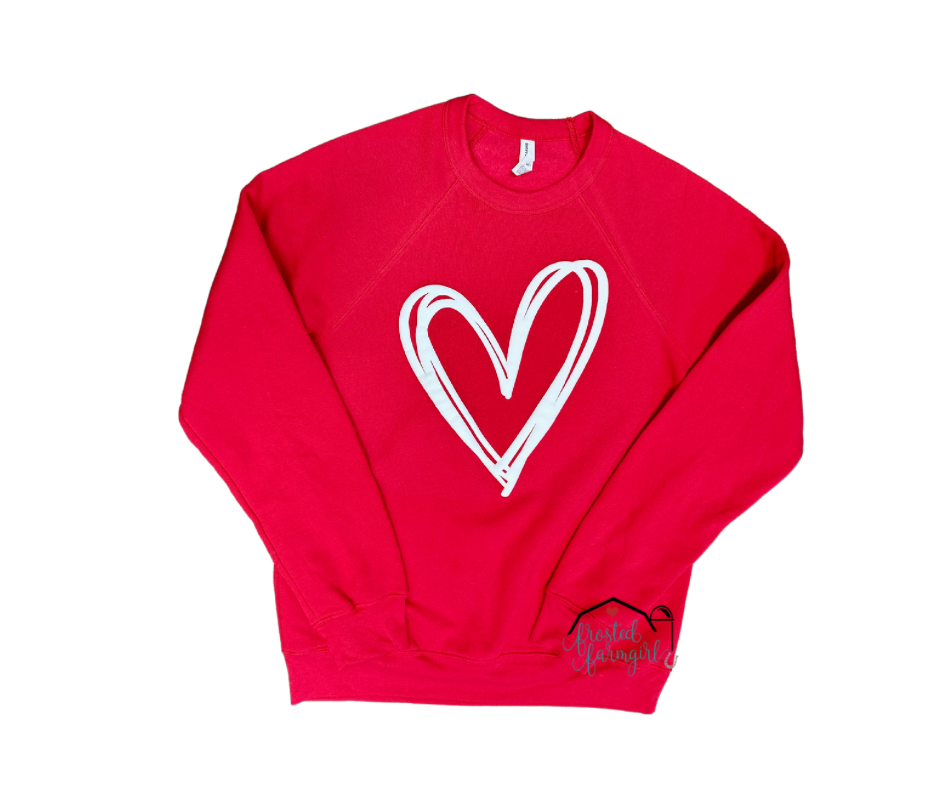 HAND DRAWN HEART CREWNECK | Adult Apparel Collection | Valentine’s Day  Collection