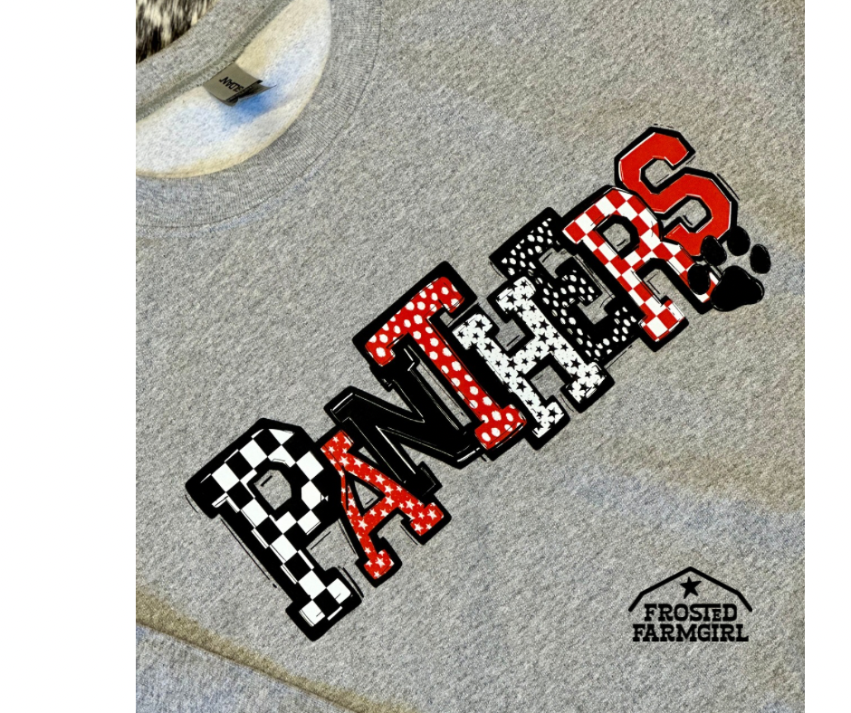 ADULT Panthers Checkered Graphic | School Spirit Wear Collection
