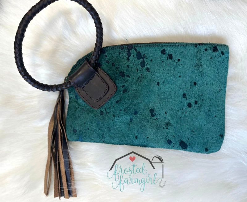 Cowhide and Leather Wristlet |Accessory Collection | Western Collection | Farmgirl Collection