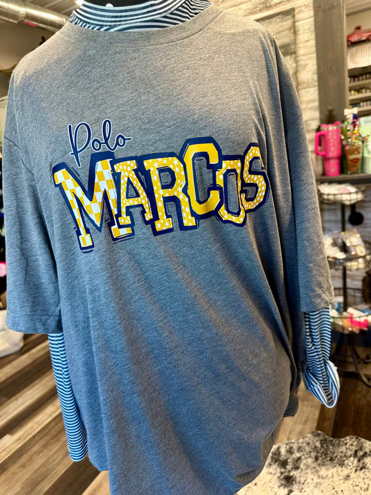 ADULT Polo Marcos Checkered Logo| School Spirit Collection