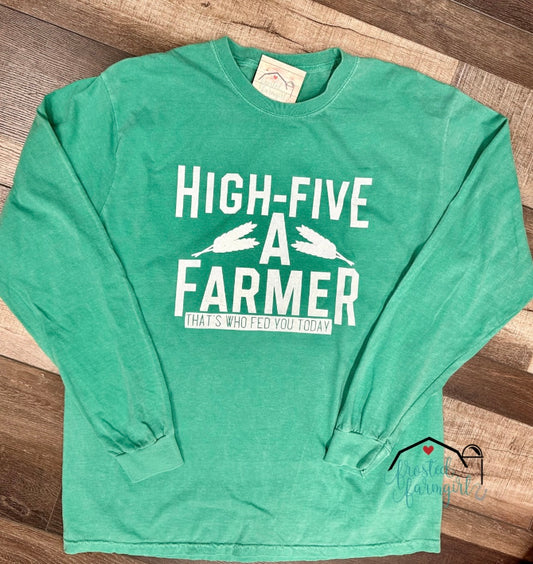 High Five Farmer Adult Long Sleeve Tee | Farmgirl Collection | Adult Apparel Collection