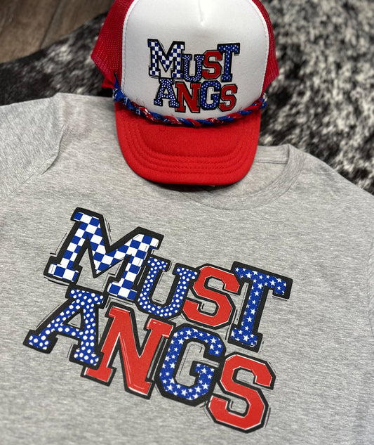 ADULT Morrison Mustangs Checkered Graphic  | School Spirit Wear Collection