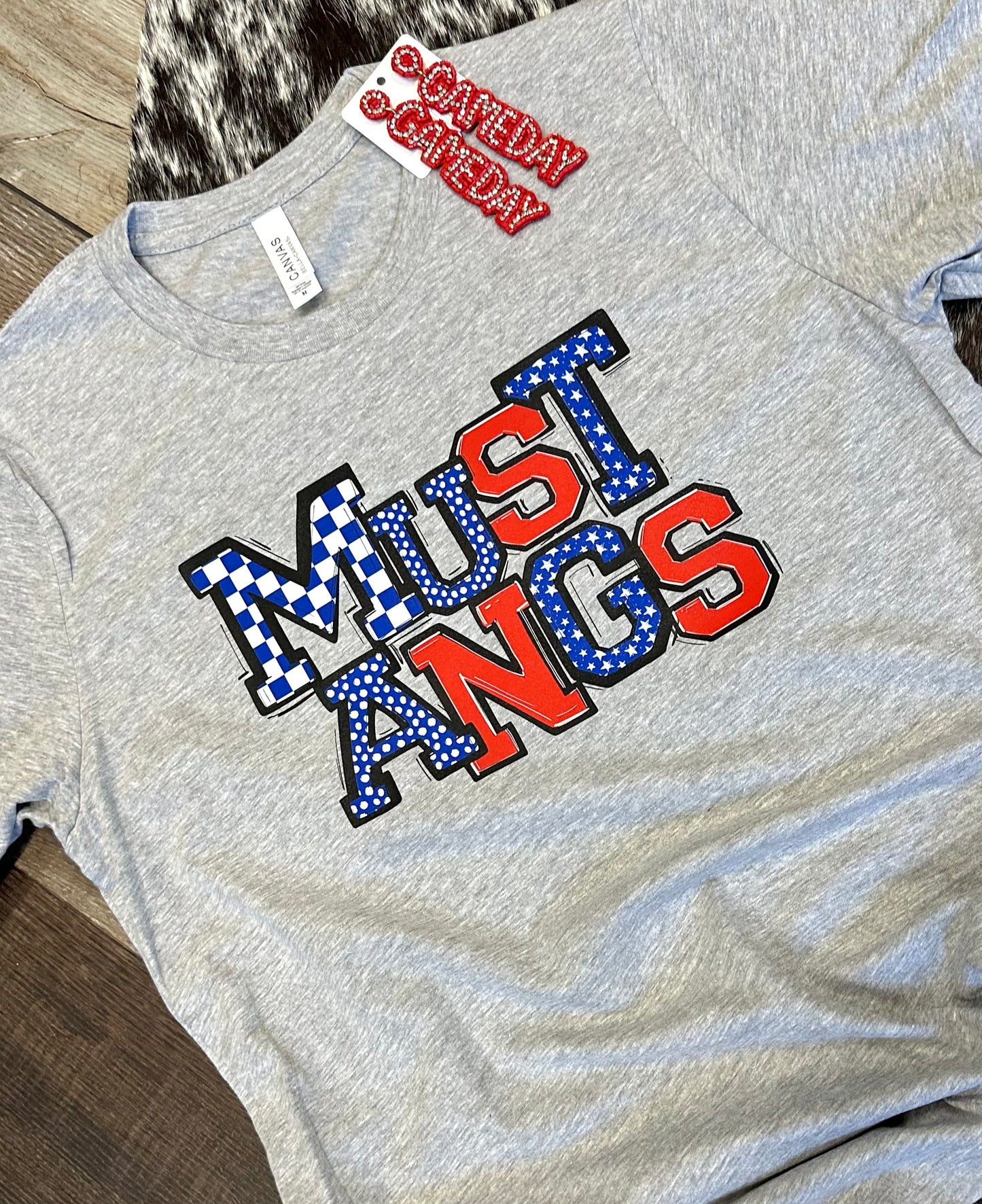 ADULT Morrison Mustangs Checkered Graphic  | School Spirit Wear Collection