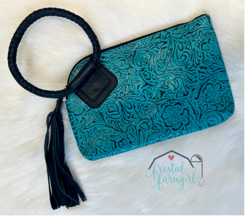 Cowhide and Leather Wristlet |Accessory Collection | Western Collection | Farmgirl Collection