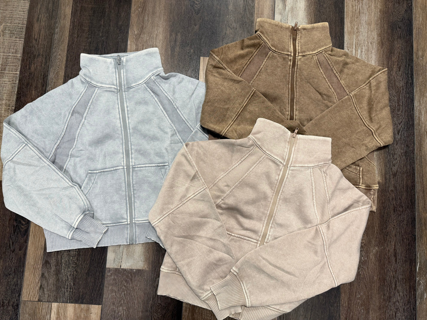 Acid Washed Collared Zip Up Jacket | Outerwear Collection