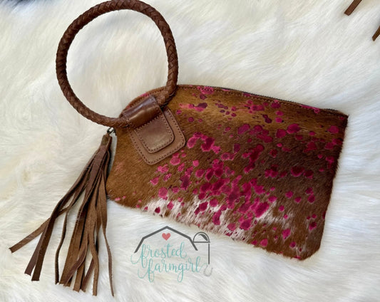 Cowhide and Leather Wristlet |Accessory Collection | Western Collection | Farmgirl Collection