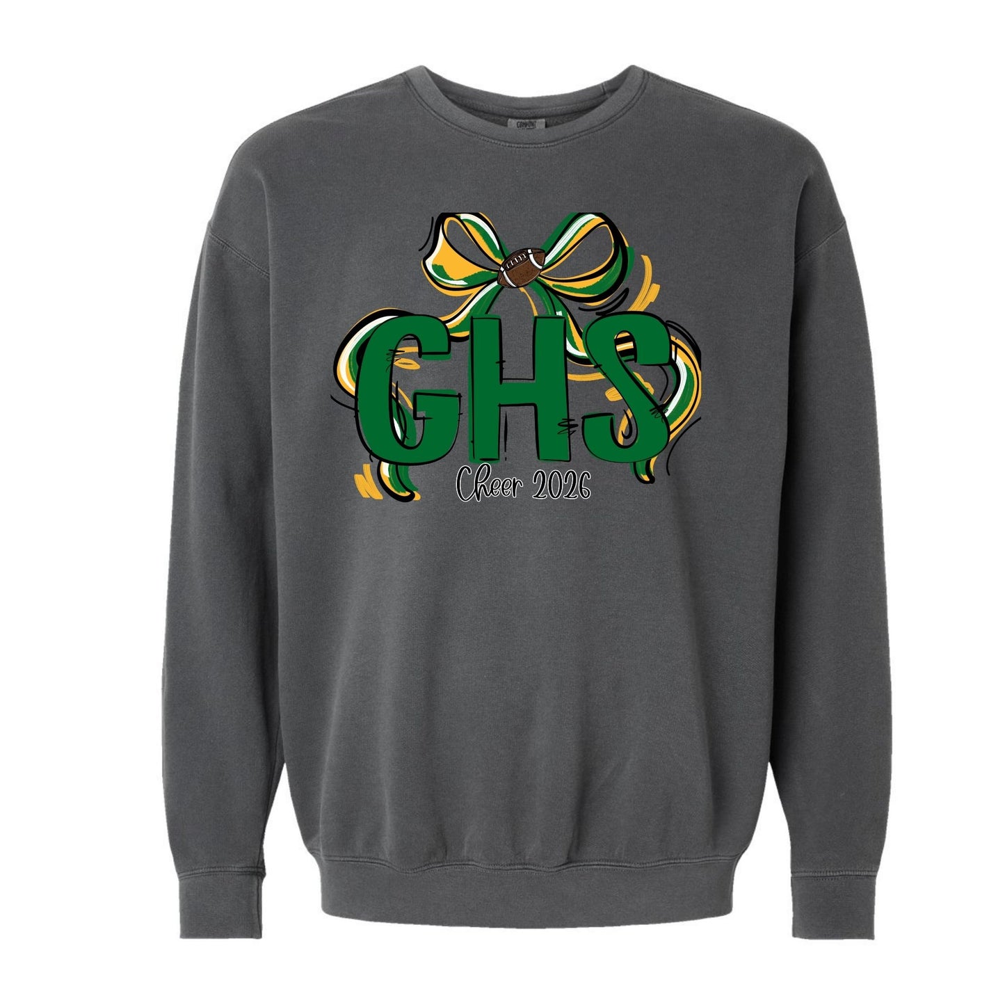 GENESEO RIBBON SPORTS BOW CHEER 2026 FOOTBALL GRAPHIC GRAY SHIRT | School Spirit Collection | Geneseo Cheer Collection
