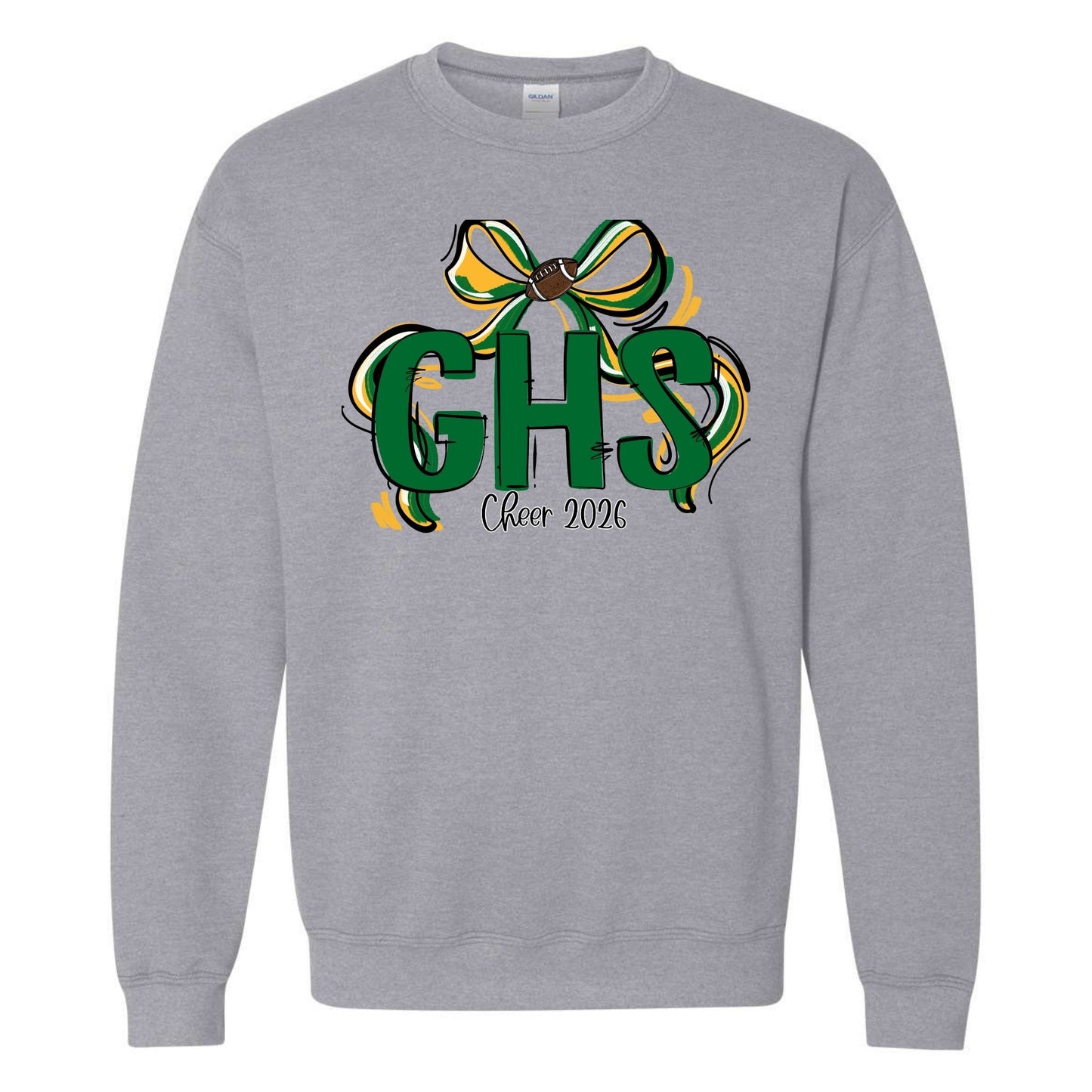 GENESEO RIBBON SPORTS BOW CHEER 2026 FOOTBALL GRAPHIC GRAY SHIRT | School Spirit Collection | Geneseo Cheer Collection