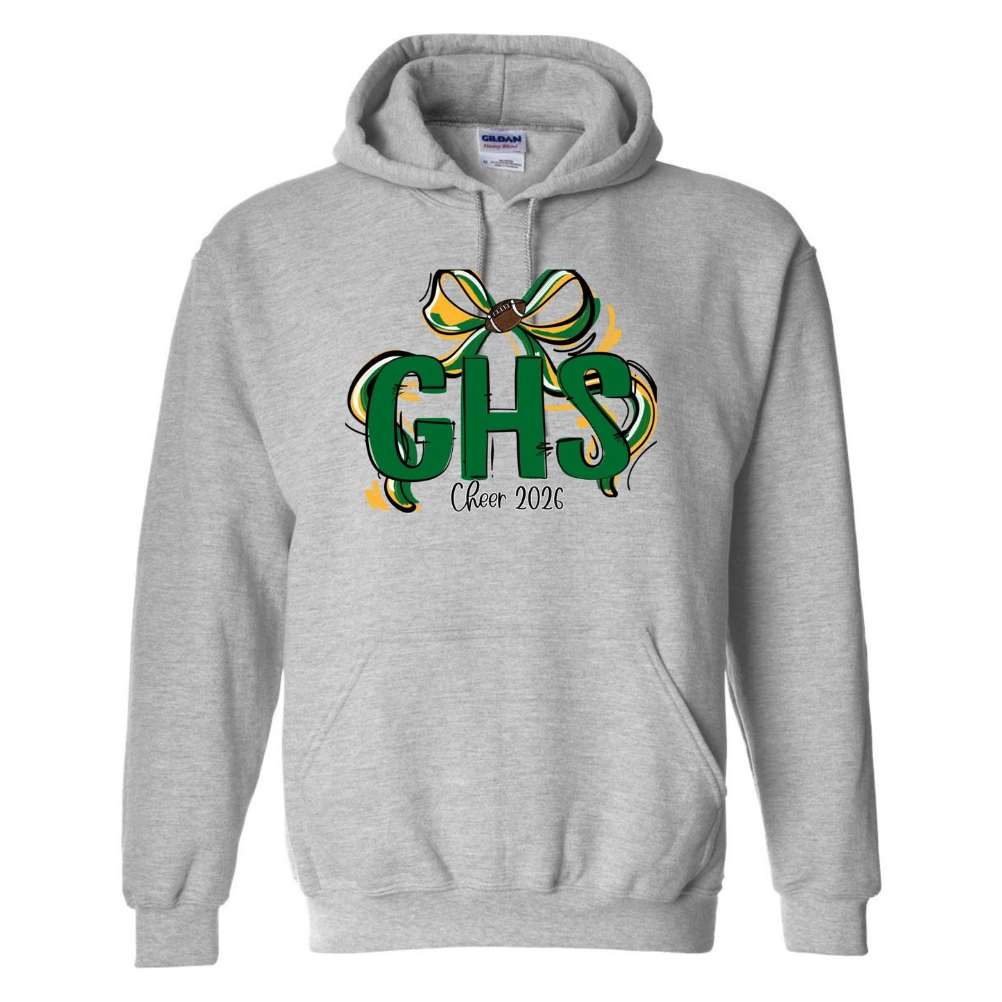 GENESEO RIBBON SPORTS BOW CHEER 2026 FOOTBALL GRAPHIC GRAY SHIRT | School Spirit Collection | Geneseo Cheer Collection