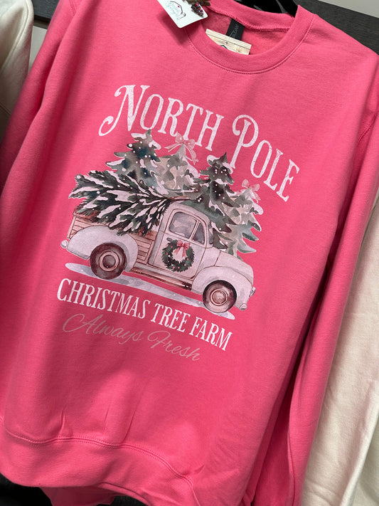 Pink North Pole Tree Farm | Adult Apparel Collection | Christmas Collection