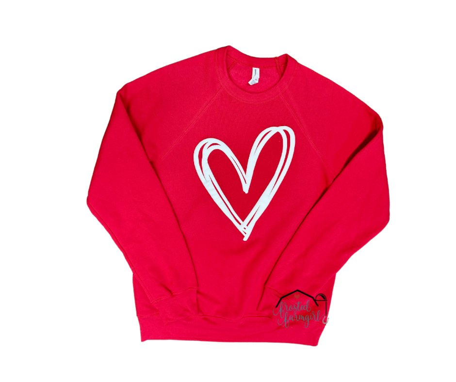 HAND DRAWN HEART  CREWNECK | Adult Apparel Collection | Valentine’s Day Collection