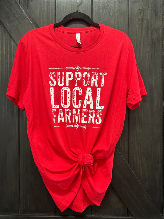 Adult Support Local Farmers Grunge Tee| Farmgirl Collection | Patriotic Collection
