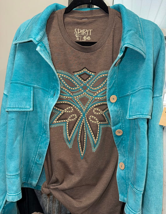 Brown Bootstitch Tee |  Western Collection