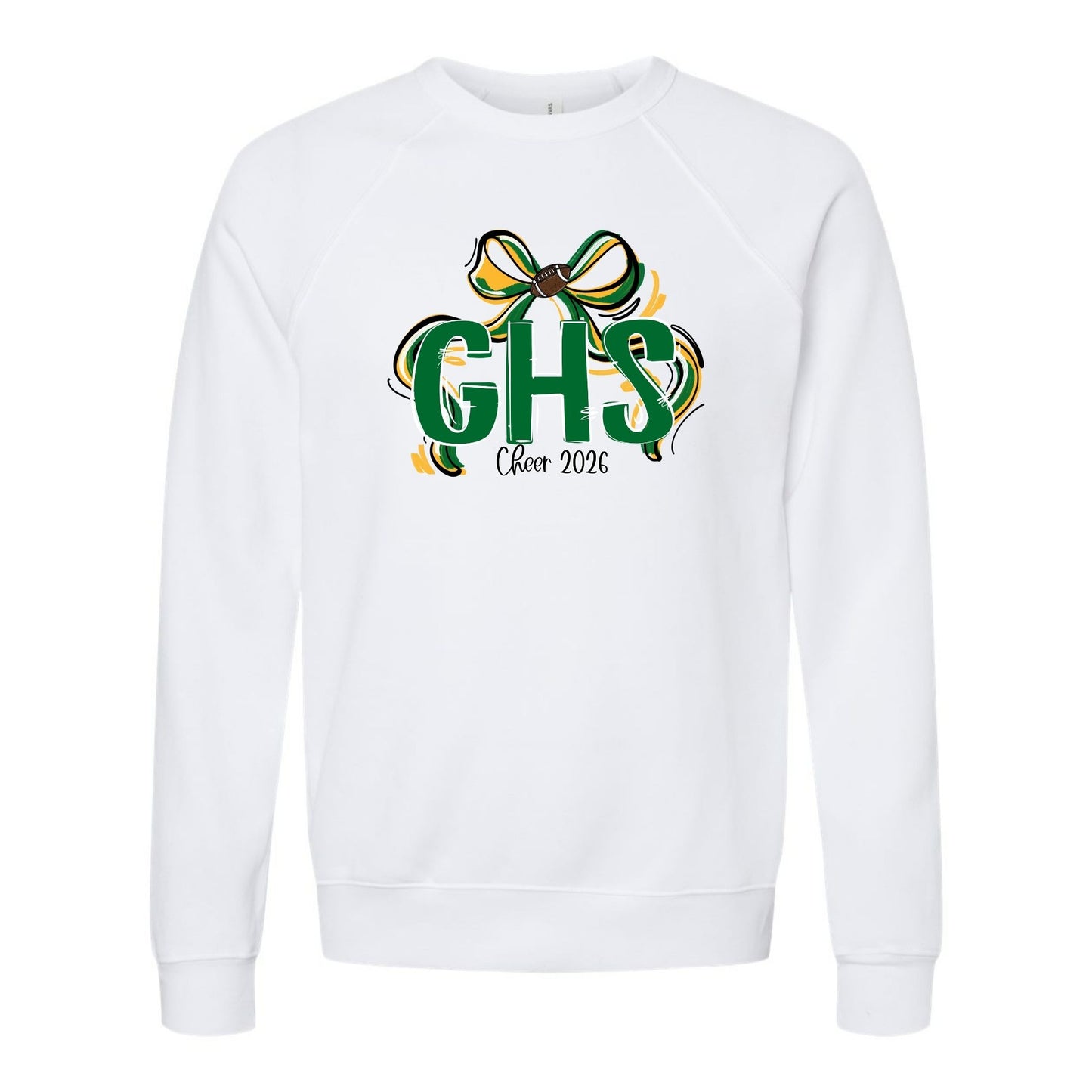 GENESEO RIBBON SPORTS BOW CHEER 2026 FOOTBALL GRAPHIC WHITE SHIRT | School Spirit Collection | Geneseo Cheer Collection