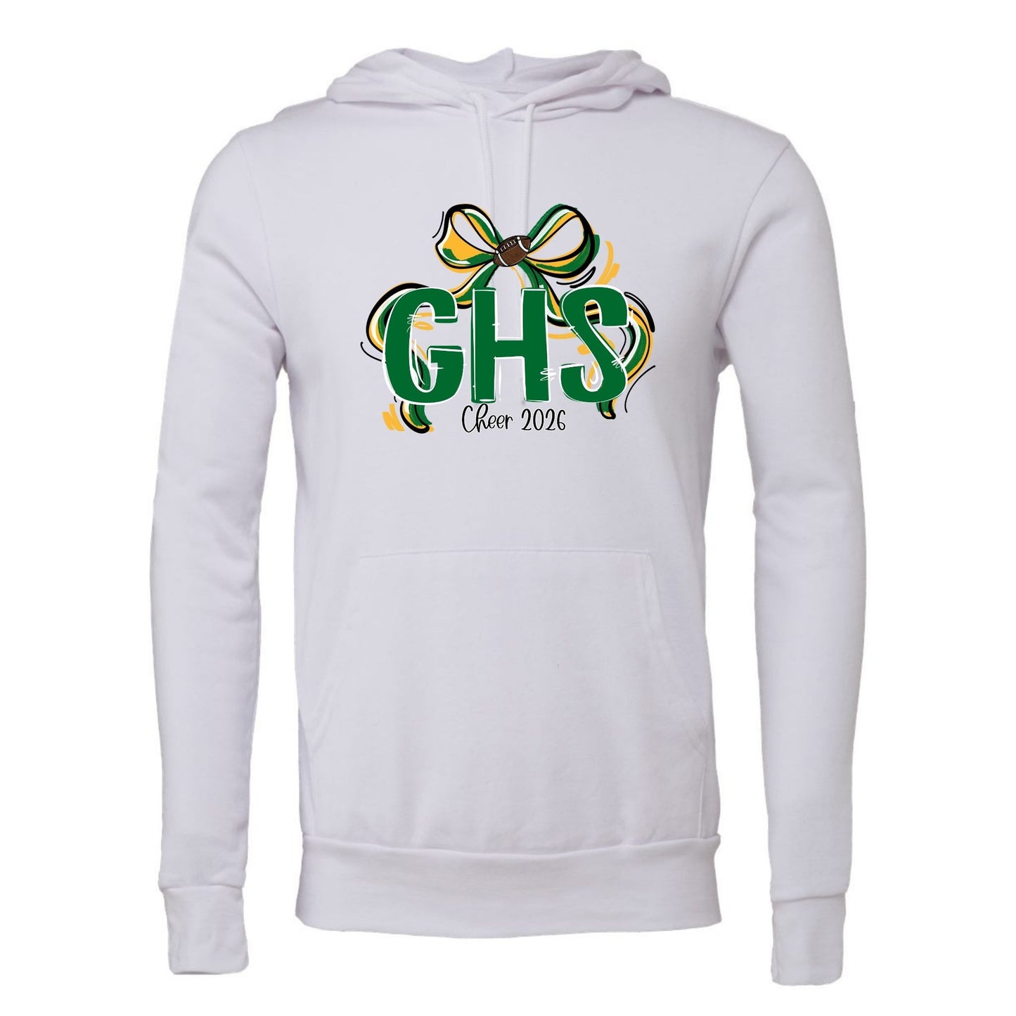GENESEO RIBBON SPORTS BOW CHEER 2026 FOOTBALL GRAPHIC WHITE SHIRT | School Spirit Collection | Geneseo Cheer Collection